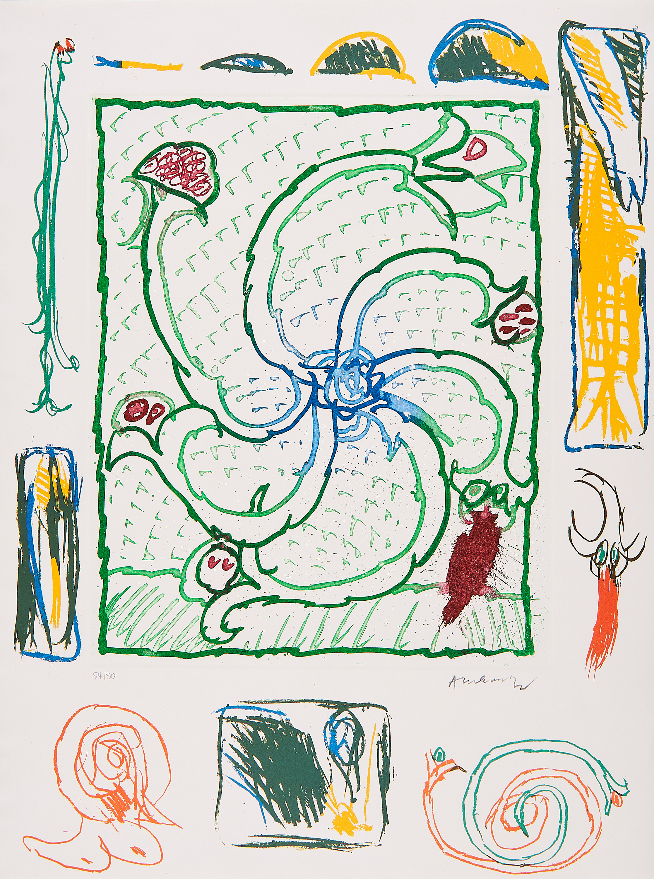 Pierre Alechinsky - Roue sans jante Aus Hommage a Picasso, 75892-6, Van Ham Kunstauktionen