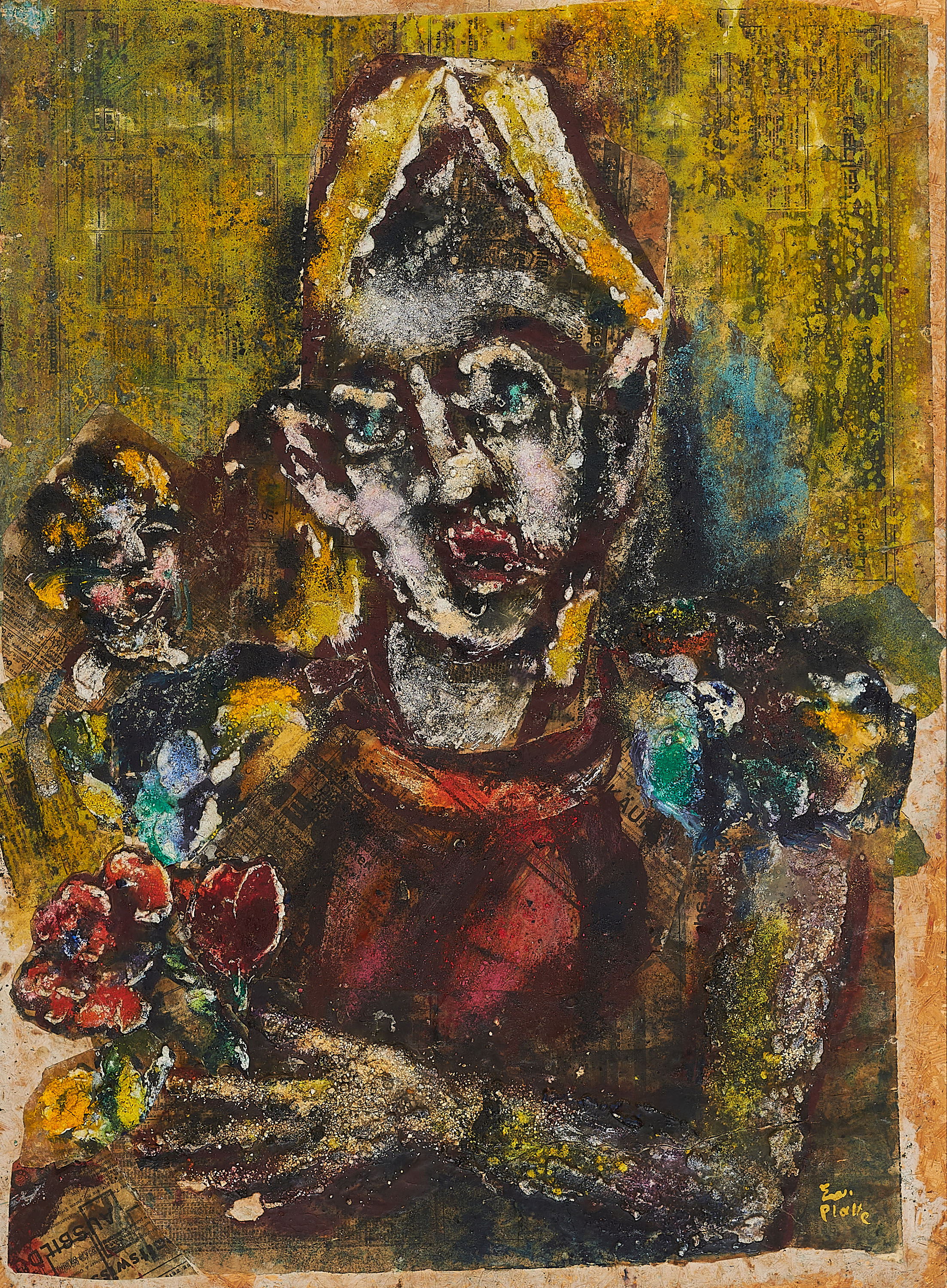 Ewald Platte - Clown mit Blumen, 73602-4, Van Ham Kunstauktionen