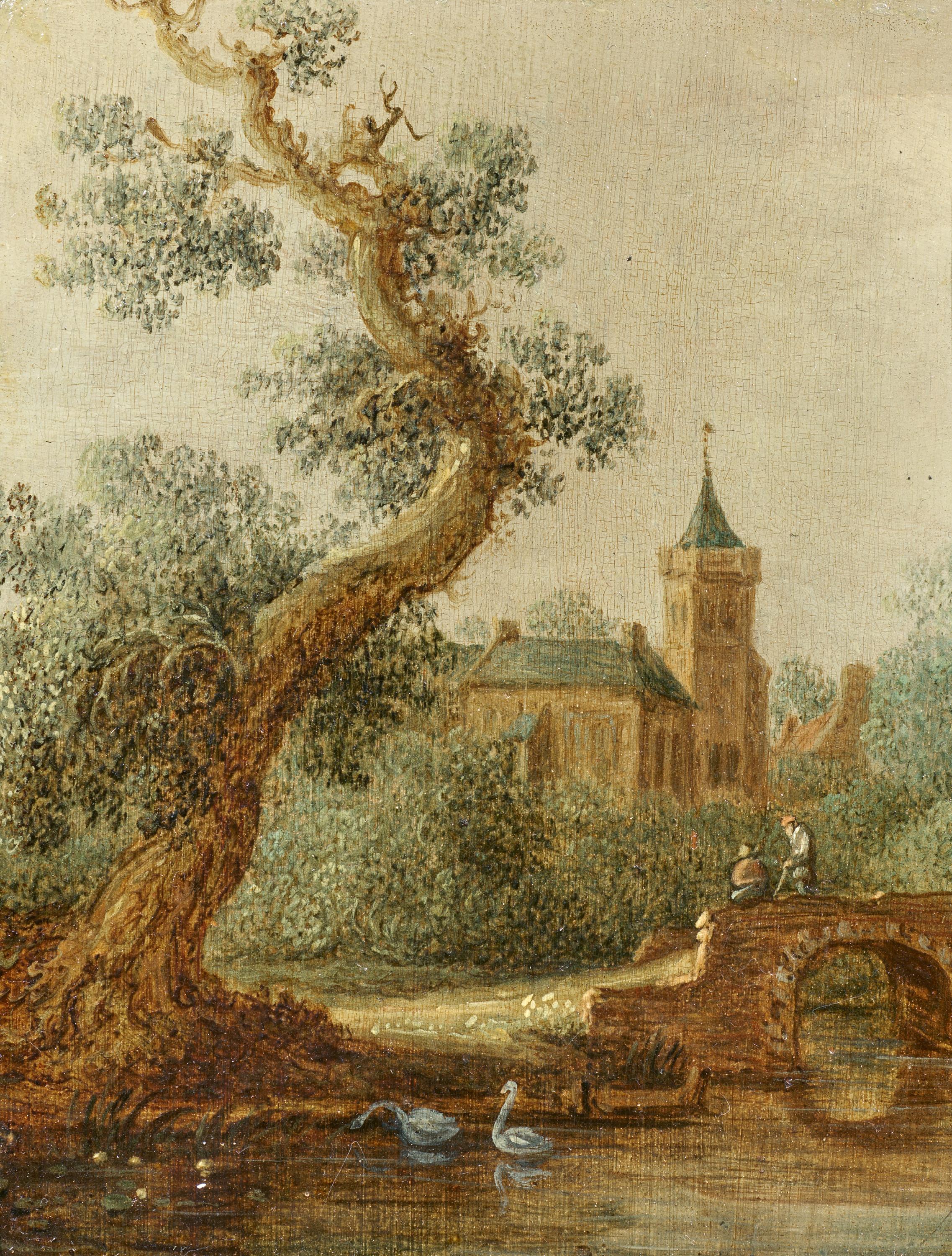 Frans de Hulst - Flusslandschaft mit Bruecke und Kirche, 79631-8, Van Ham Kunstauktionen