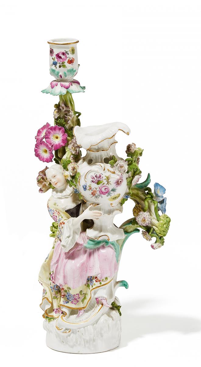 Meissen - Figuerlicher Leuchter mit Potpourrigefaess, 57427-7, Van Ham Kunstauktionen