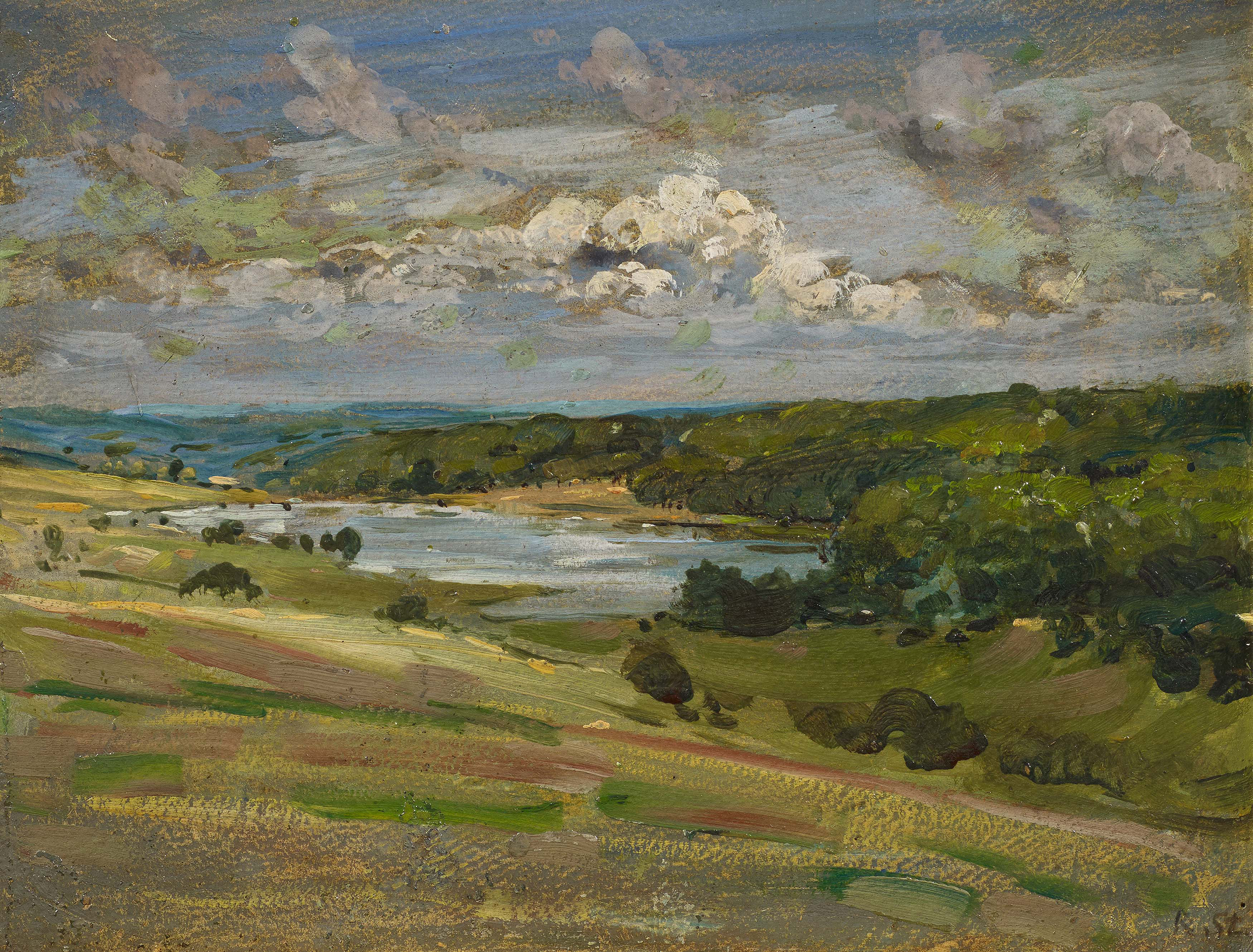 Robert Hermann Sterl - Wolken ueber einer Teichlandschaft, 64466-17, Van Ham Kunstauktionen