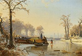 Andreas Achenbach - Winterlandschaft mit vereistem Fluss, 80012-1, Van Ham Kunstauktionen