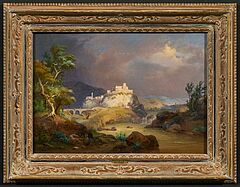 Johann Wilhelm Schirmer - Landschaft mit Burg bei Gewitter-Stimmung, 77316-14, Van Ham Kunstauktionen