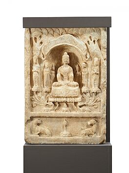 Stele mit Buddha Bodhisattva und Moenchen, 65065-1, Van Ham Kunstauktionen