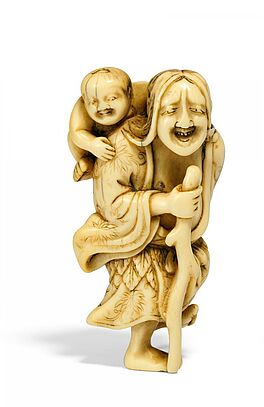 Netsuke Yamamba mit dem Kintaro-Knaben, 66362-50, Van Ham Kunstauktionen