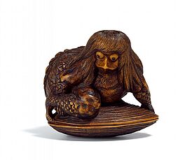 Grosses Netsuke eines Kappa auf einer Muschel, 65350-67, Van Ham Kunstauktionen