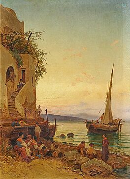 Hermann Corrodi - Abendstimmung an einem italienischen See, 76789-1, Van Ham Kunstauktionen