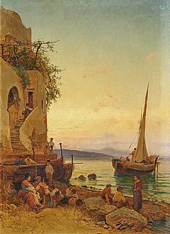 Hermann Corrodi - Abendstimmung an einem italienischen See, 76789-1, Van Ham Kunstauktionen