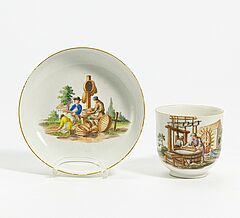 Meissen - Tasse und Untertasse mit Berufsdarstellungen, 70233-7, Van Ham Kunstauktionen