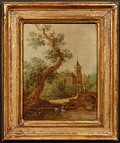 Frans de Hulst - Flusslandschaft mit Bruecke und Kirche, 79631-8, Van Ham Kunstauktionen