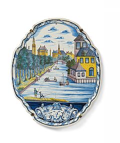 Delft - Grosse Plakette mit Blick in eine Gracht, 79866-36, Van Ham Kunstauktionen