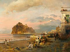 Oswald Achenbach - Abendstimmung am Hafen von Ischia, 79876-9, Van Ham Kunstauktionen