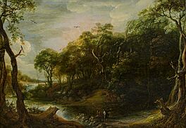 Adriaen van Stalbemt - Bewaldete Flusslandschaft mit Tobias und dem Engel, 300012-6, Van Ham Kunstauktionen