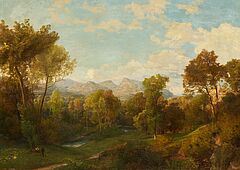 Valentin Ruths - Bewaldete suedliche Landschaft mit Bergen, 80369-1, Van Ham Kunstauktionen