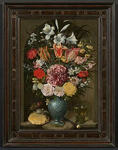 Georg Flegel - Prunkvolles Blumen-Stillleben mit Distelfink und Heuschrecke, 79322-1, Van Ham Kunstauktionen