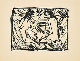 Otto Mueller - Ein sitzendes und ein kniendes Maedchen unter Blaettern, 76946-21, Van Ham Kunstauktionen