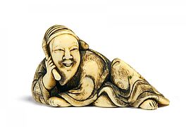 Netsuke des chinesischen Dichters Rihaku mit Pinsel, 66362-77, Van Ham Kunstauktionen