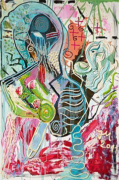 Jonathan Meese - Das Krakelende Tintenfischwunder Joesey hat den Oelprinzen den Tentakel Kunst gekrault wie Poseidonnas Guido Quiller, 79888-1, Van Ham Kunstauktionen