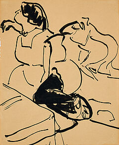 Ernst Ludwig Kirchner - Am Tisch sitzende mit Profil nach links, 76949-51, Van Ham Kunstauktionen