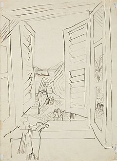 Eduard Bargheer - Ohne Titel Sitzendes Paar vor Fenster, 57297-4, Van Ham Kunstauktionen
