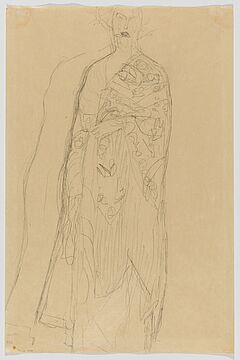 Gustav Klimt - Bildnis Paula Zuckerkandl Mit Umhang stehend von vorne Wiederholung des Umrisses der linken Seite, 73782-3, Van Ham Kunstauktionen