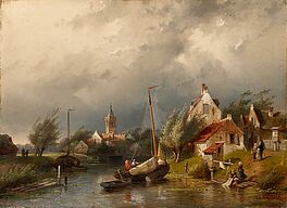 Charles Leickert - Gewitterwolken ueber einem flandrischen Staedtchen, 55592-5, Van Ham Kunstauktionen