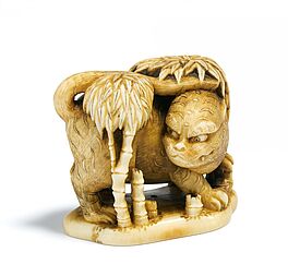 Netsuke Tiger im Bambushain, 66362-82, Van Ham Kunstauktionen