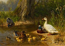 Carl dAE Jutz - Entenfamilie am Wasser, 65646-5, Van Ham Kunstauktionen