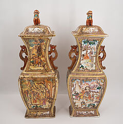 Paar Balustervasen mit Figurenzier im Kanton Stil, 75906-4, Van Ham Kunstauktionen