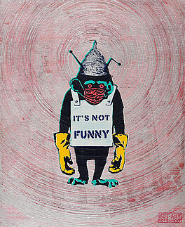 NOT BANKSY and NOT BY BANKSY Stot21STCplanB - Its Not Funny COVID-19 5G CONSPIRACY CHIMP, 69369-1, Van Ham Kunstauktionen