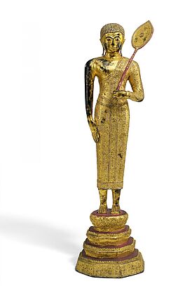 Figur eines buddhistischen Moenchs mit Faecher, 79955-22, Van Ham Kunstauktionen