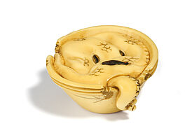 Netsuke Zerbrochene Reibschale suribachi mit Oktopus, 66362-59, Van Ham Kunstauktionen