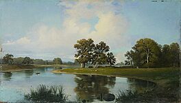 Carl Stefan Bennet - Parklandschaft mit Eichen am Ufer, 60832-3, Van Ham Kunstauktionen