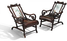 Paar Liegestuehle sog moon gazing armchairs mit Porzellanplatten, 65779-5, Van Ham Kunstauktionen