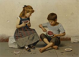 Giulio del Torre - Zwei Gemaelde a Kinder mit Melone, 66205-7, Van Ham Kunstauktionen