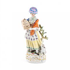 Meissen - Grosse Figur einer Schaeferin mit Vogelkaefig, 79866-27, Van Ham Kunstauktionen