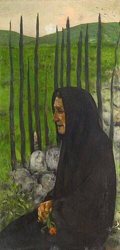 Wilhelm Schmurr - Alte Frau  Baeuerin mit Blume, 53396-70, Van Ham Kunstauktionen