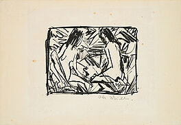Otto Mueller - Ein sitzendes und ein kniendes Maedchen unter Blaettern, 77945-1, Van Ham Kunstauktionen