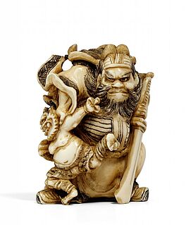 Netsuke Shoki mit oni, 65081-6, Van Ham Kunstauktionen