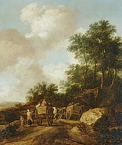 Pieter de Molijn - Landschaft mit zwei Bauernwagen und Fussgaengern auf einem Weg, 79631-10, Van Ham Kunstauktionen