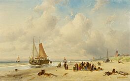 Charles Leickert - Fischmarkt am hollaendischen Strand, 73509-1, Van Ham Kunstauktionen