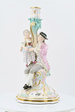 Meissen - Gewuerzschale mit Kavalier und Leuchter mit galantem Herrn, 75026-1, Van Ham Kunstauktionen