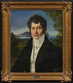 Carl Heinrich Steffens - Portraet eines jungen Herren vor italienscher Kuestenlandschaft, 79352-4, Van Ham Kunstauktionen