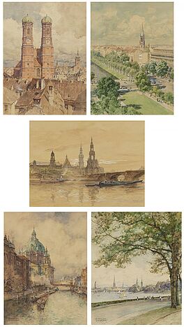 Edward Harrison Compton - 14 Aquarelle mit Stadtansichten, 76858-24, Van Ham Kunstauktionen