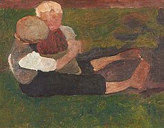 Paula Modersohn-Becker - Sitzender Junge mit Maedchen auf dem Schoss, 67112-2, Van Ham Kunstauktionen