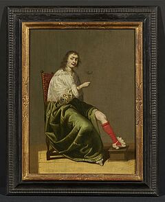 Jacob van der Merck - Sitzende Dame mit Weinglas in verfuehrerischer Pose, 75275-7, Van Ham Kunstauktionen