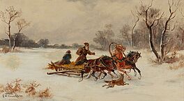 Alfred Steinacker - Winterlandschaft mit stuermender Troika, 76844-24, Van Ham Kunstauktionen