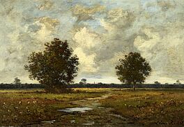 Leon Richet - Weite Landschaft vor Kirchdorf, 53558-45, Van Ham Kunstauktionen