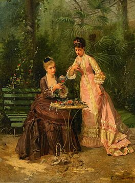 Conrad Kiesel - Blumenbindende Damen im Gewaechshaus, 55533-9, Van Ham Kunstauktionen