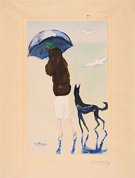 Kees van Dongen - Spaziergaengerin mit Hund am Meer, 76462-1, Van Ham Kunstauktionen